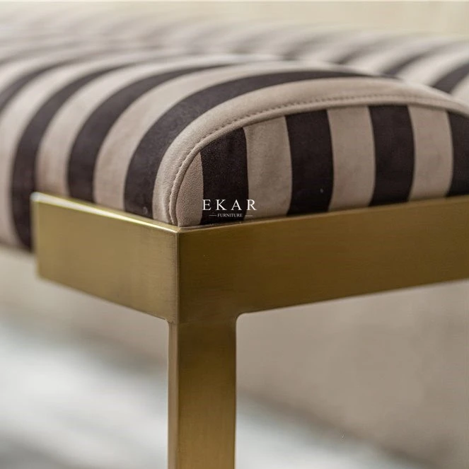 product modern luxury stainless steel leg fabric or leather bed end stool bedroom seat bench ottoman bed stool chair-63