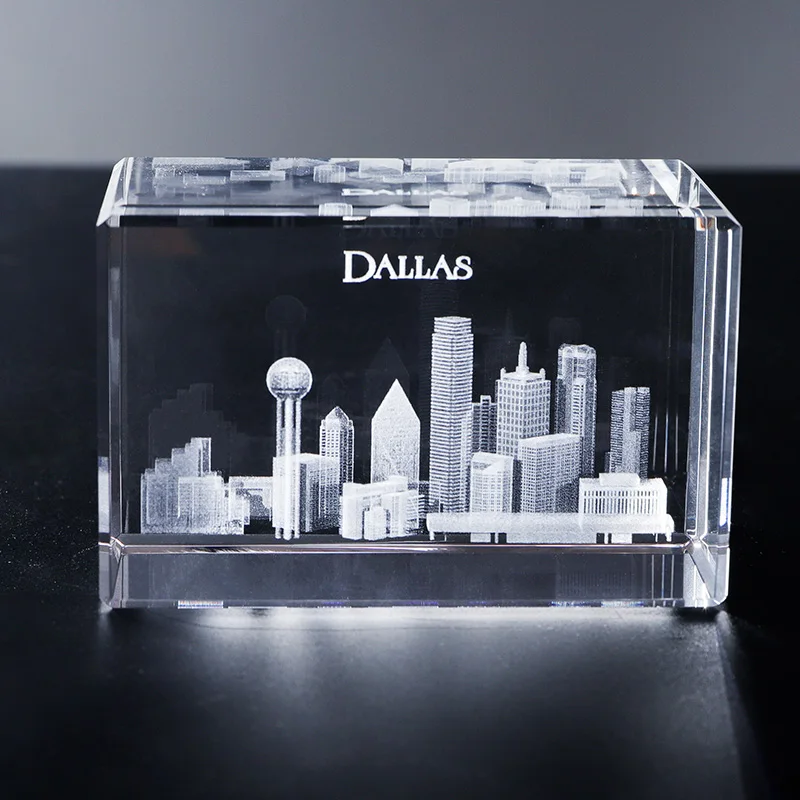 Wholesale Small 3D Laser Engraved Glass Crystal Tourism Gifts Souvenir USA America Famous Building Statue of Liberty Carved manufacture