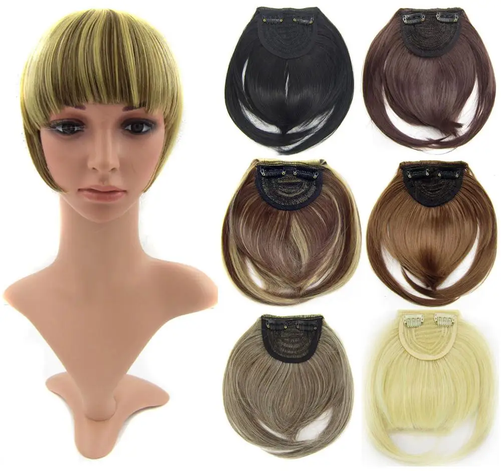 clip in human hair bang heat resistance neat front fringe hair extension