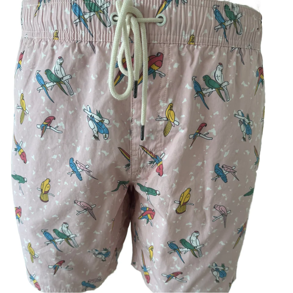 OEM Luxury Men's Boardshorts Custom Private Label Logo Recycled Waterproof Quick Dry Vintage Style Floral Pattern Drawstring factory