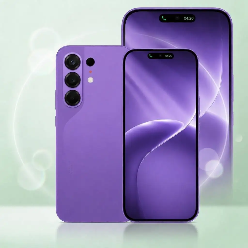 Side-by-side comparison of a compact foldable smartphone and an unfolded tablet-like display