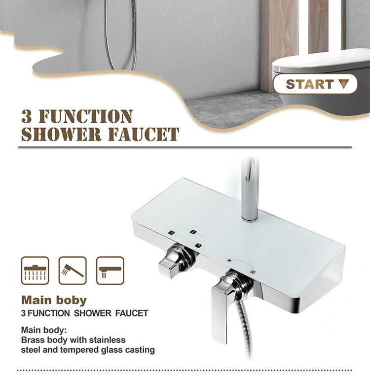 Modern bathroom shower faucet set high quality brass chrome hot and cold shower faucet