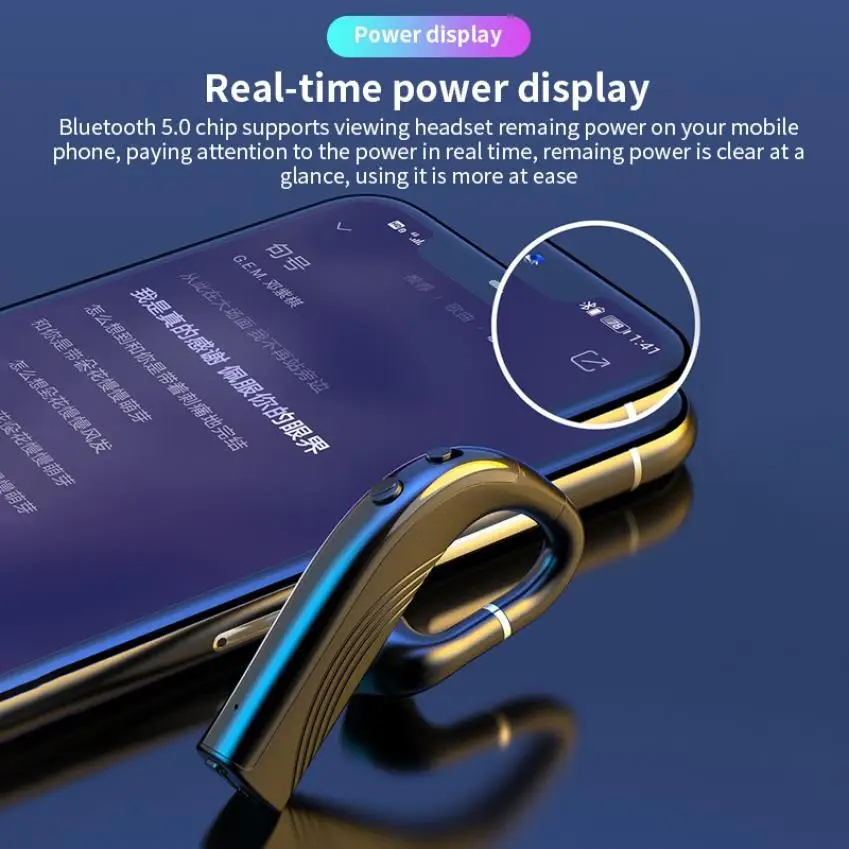 Wireless Headphones Handsfree HD Call Ear-hook Earphones Business Bluetooth 5.0 Headset With Mic For Driver Sport - ANKUX.COM
