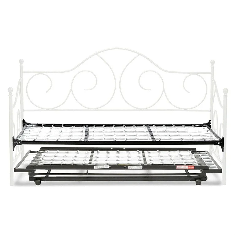 Twin White Metal Daybed Frame With Pop Up Trundle Bed Buy Toddler