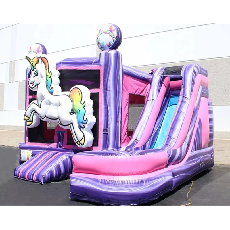Popular Castle Slide Unicorn Bounce House Inflatable Combo Slide Jumper