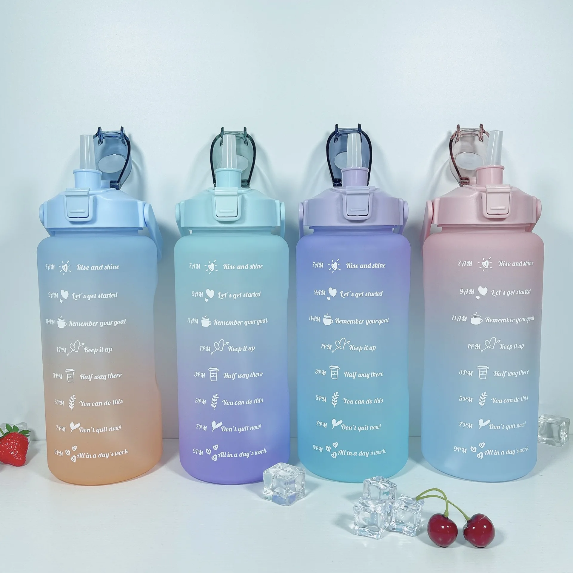 2023 High Qualitytritan Wholesale Drinking Water Plastic Water Bottle 2l Big Volume With Straw