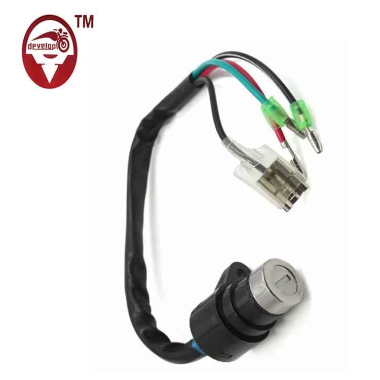 Black 12v 4 Wires Cd70 Motorcycle Ignition Switch Lock With 2 Keys Set