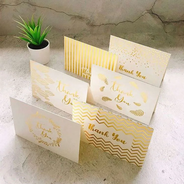 Gold Foil Stamping Thank You Recycle Postcard Greeting Card With Pre