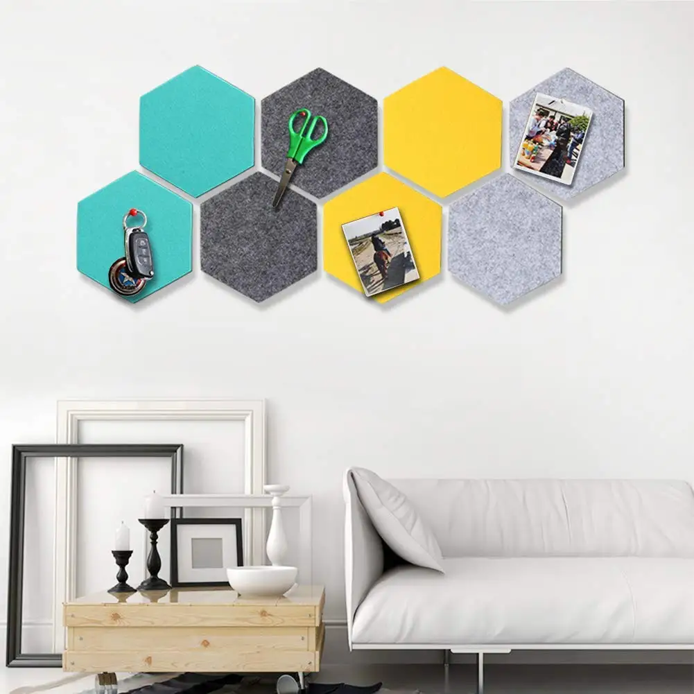 6 Colors Hexagon Bulletin Board,Felt Cork Board Tiles,Pin Board Wall ...