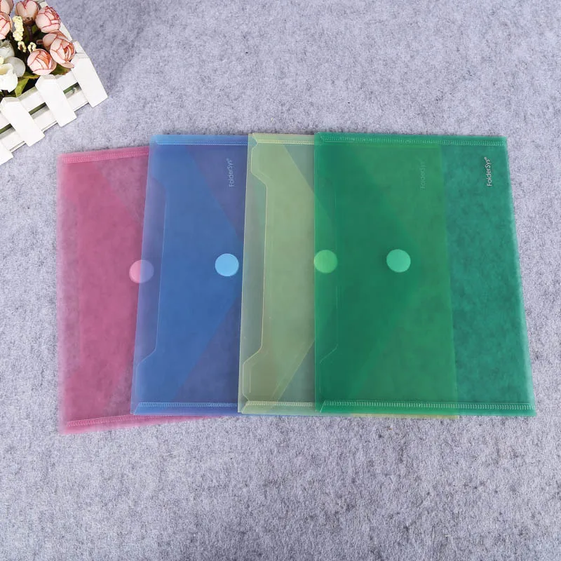 
colorful business adhesive button a3 a4 size plastic file folder magic tape clear plastic envelope pp file holder 