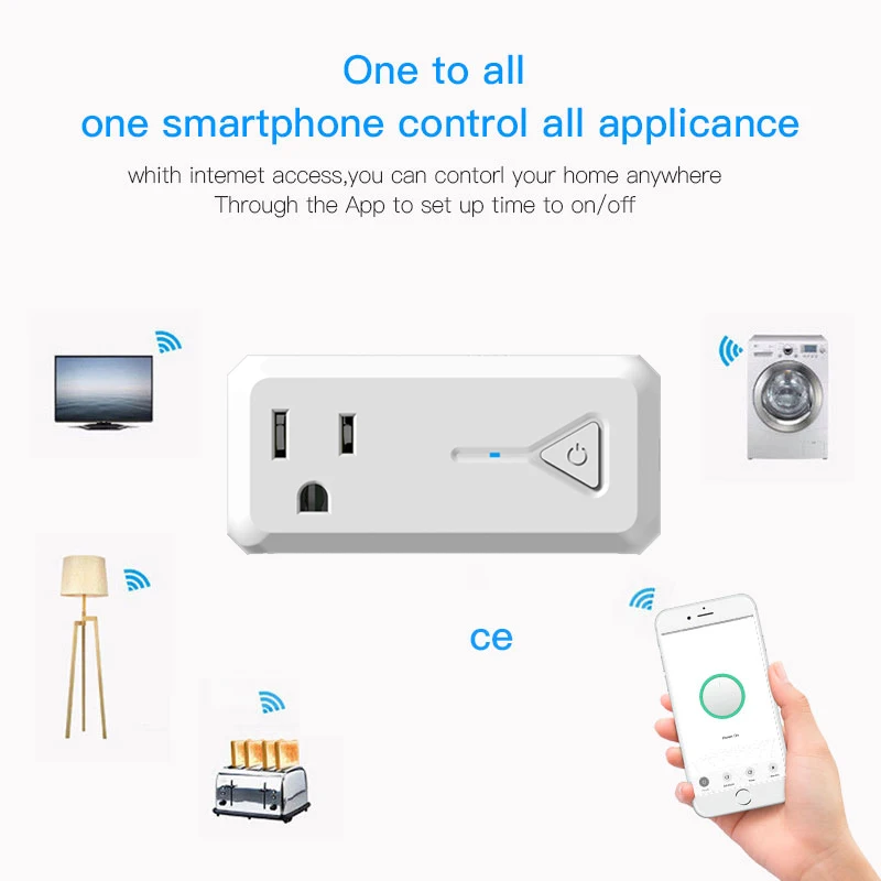 US Smart Plug Mini Timer Switch Socket Wifi Wireless Remote Control Socket with USB Outlet Power for Google Home Alexa