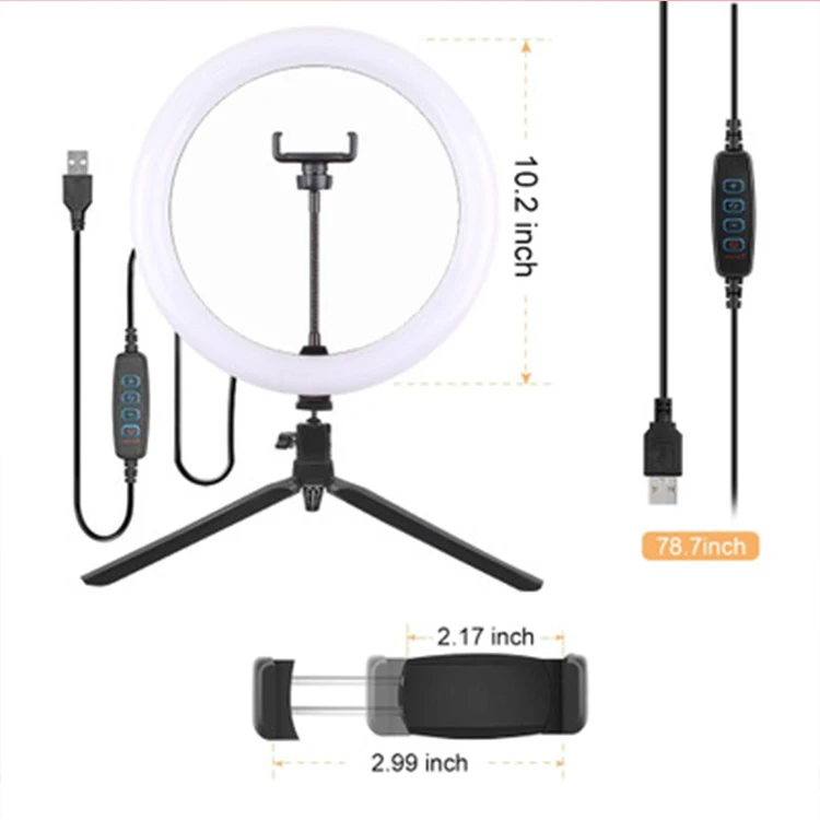 promotional cheap price 10 inch multi-functional Live Stream Makeup Photographic Selfie Led Ring Light with Tripod Stand