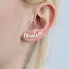 Stainless Steel Jewelry Personalized Minimalist Gift Nameplate Jewelry Initial Cursive Inspire Word Logo Name Stud Earrings