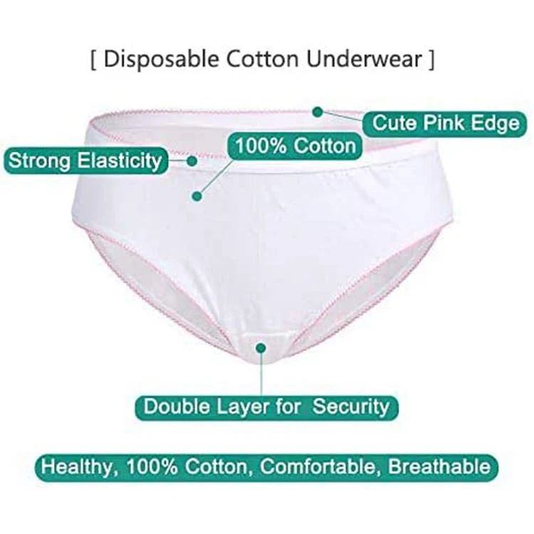 Travel Disposable Underwear Womens Panties 100% Cotton For Postpartum ...