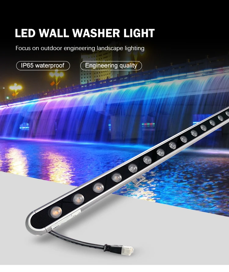 Aluminium housing Outdoor ip65 waterproof RGBW 15w 18w 24w led wall washer light
