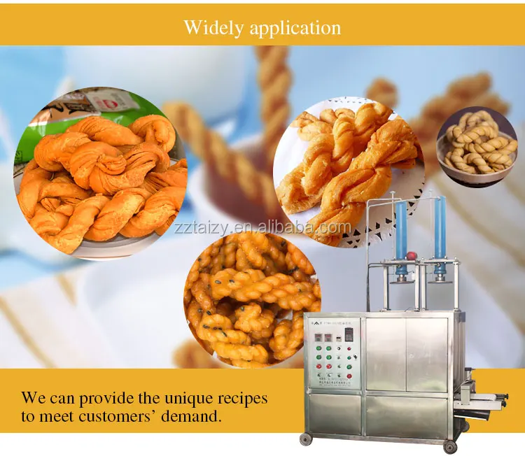the best crispy snack food processing machine oil spraying dough twisting cutting machine dough twist maker machine