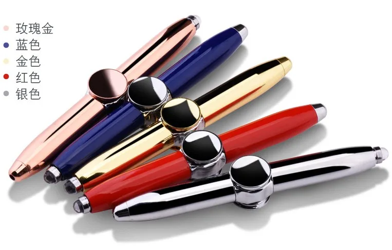 4 Free ink refills Red Fidget Spinner Pen Hand Finger Toy Kids Gift Set 