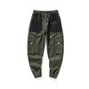 Custom high street Cotton twill Multi Pockets Black Tapered Mens Casual Cargo Pants
