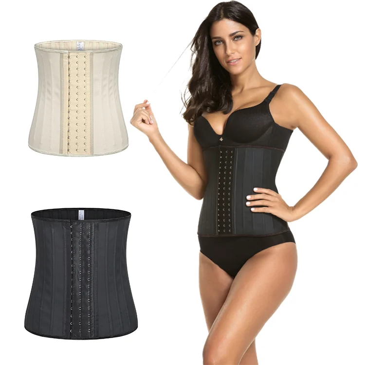 
100% latex high-quality smooth latex large buckle 25 steel bone rubber corset shapewear for women 