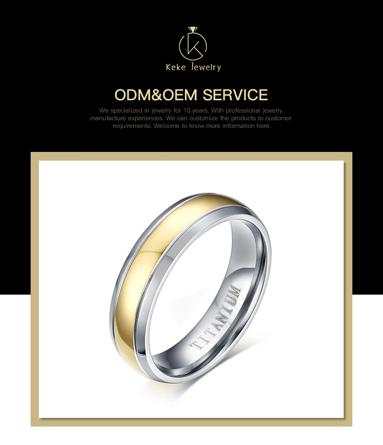 Customizable 6mm vacuum gold-plated titanium steel golden ring TR-005