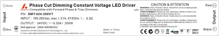   24v 200W waterproof triac dimmable constant voltage dimmable led driver  
