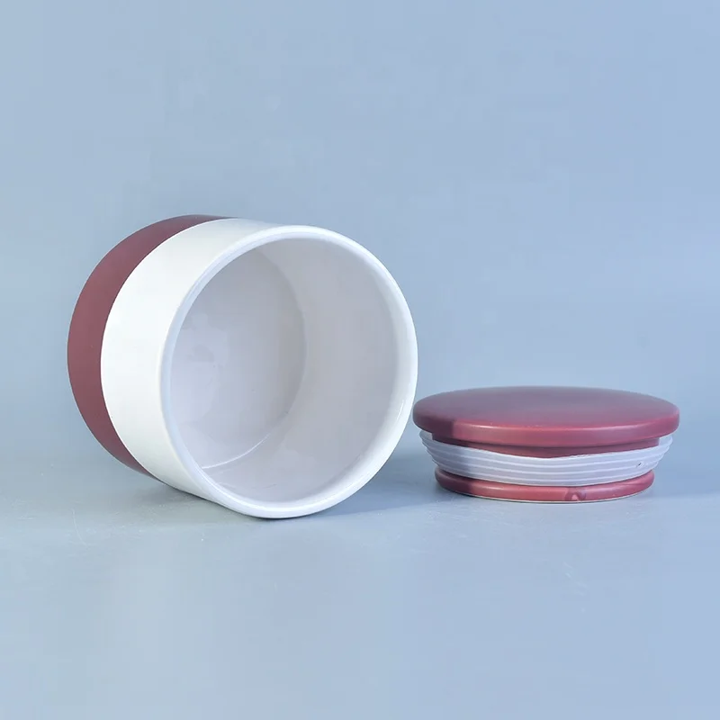 Red And White Ceramic Jars For Candle Making