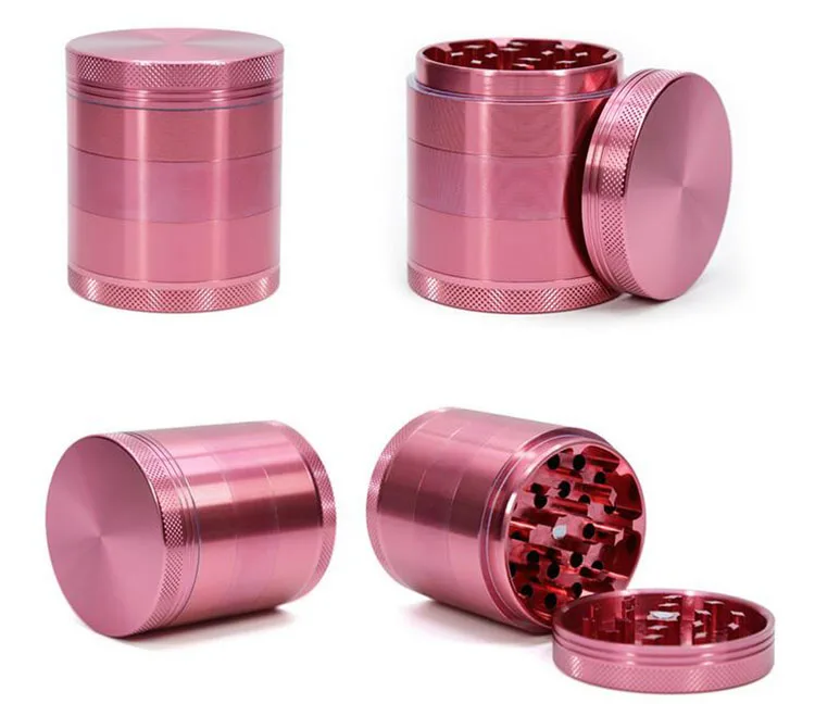 5piece 55MM pink red grey portable manual herb grinders with engrave logo