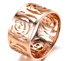 Wholesale surface polishing striped latest fashion openwork rose gold rosette ring