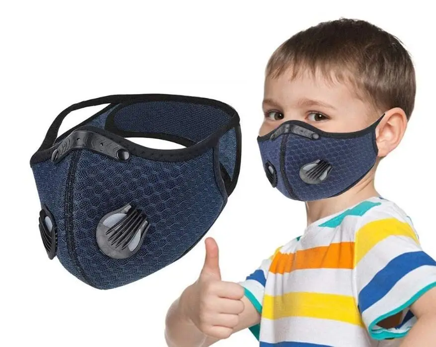 Reusable Kids Sport Face Dust Maskes With Valve Activated Carbon Filter
