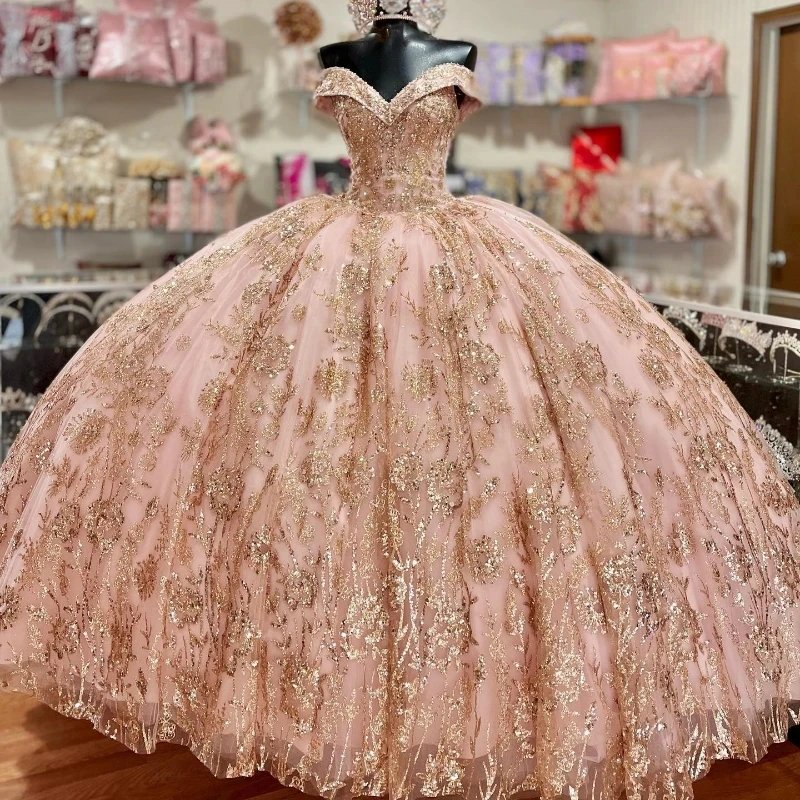 pink and gold dresses for sweet 16 Rachel Allan RQ1160 Strapless Quinceanera Dress main image 1