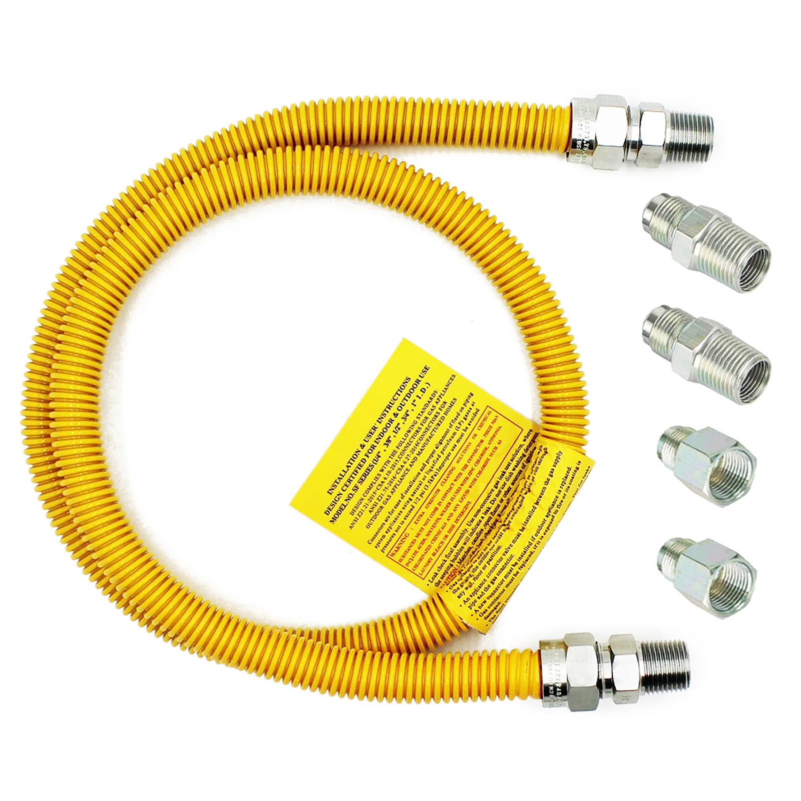 48 Inch Gas Hose Connector Kit For Stove,Dryer,Gas Water Heater,Pipe