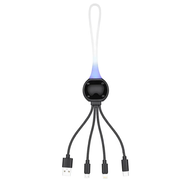 2020 usb cable high quality fast charging cable 3 in 1 magnetic usb cable with led light logo - ANKUX.COM