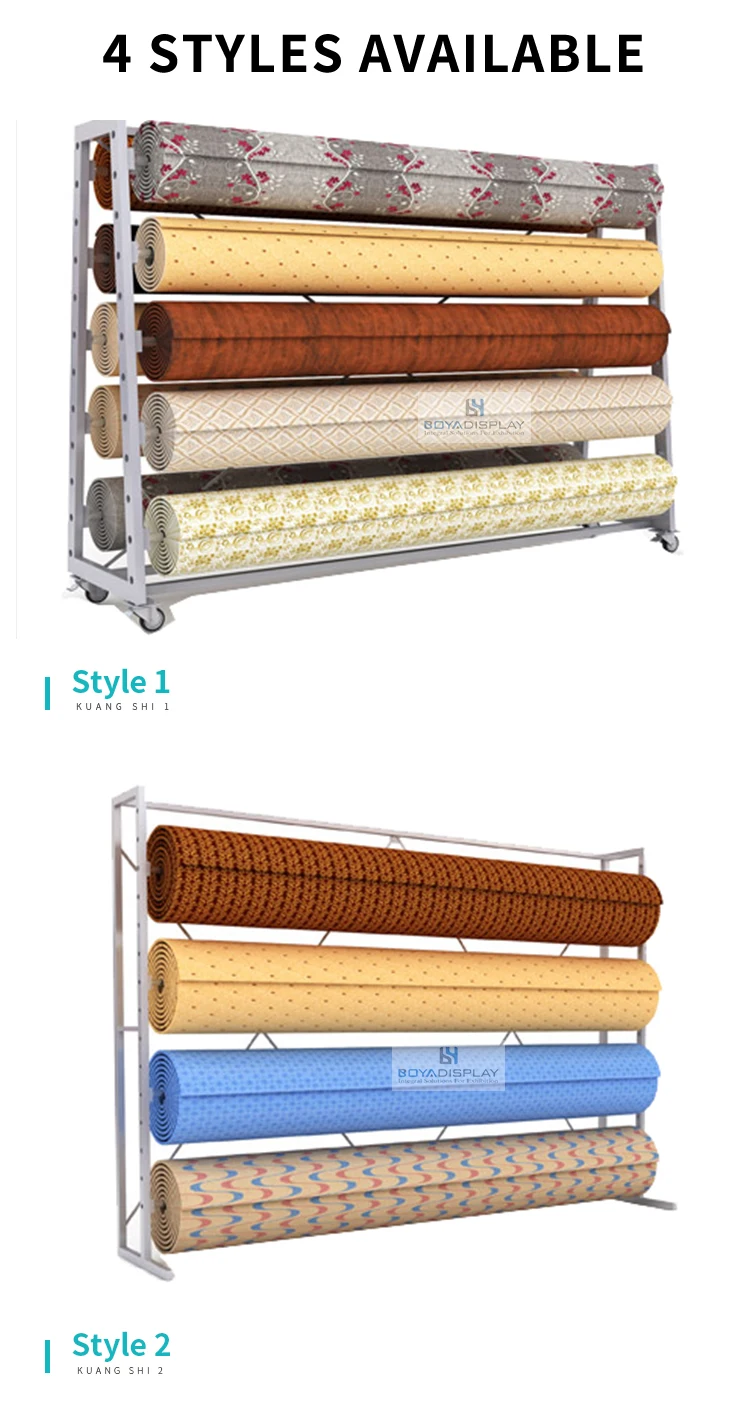 Boya Displays Customized New Design Boucle Metal System Roll Rug Stand ...