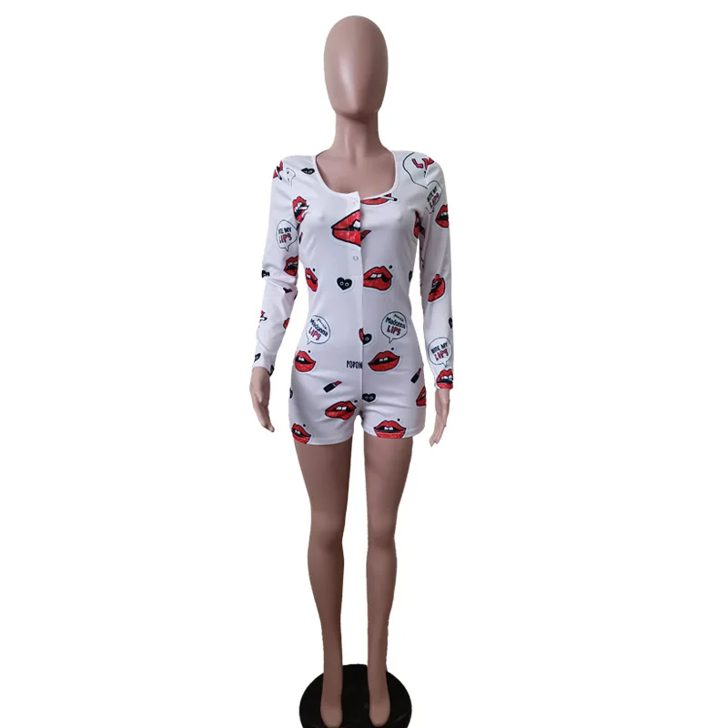 2020 Wholesale Trendy Print Adult Sleep Romper Pajamas One Sie Adult