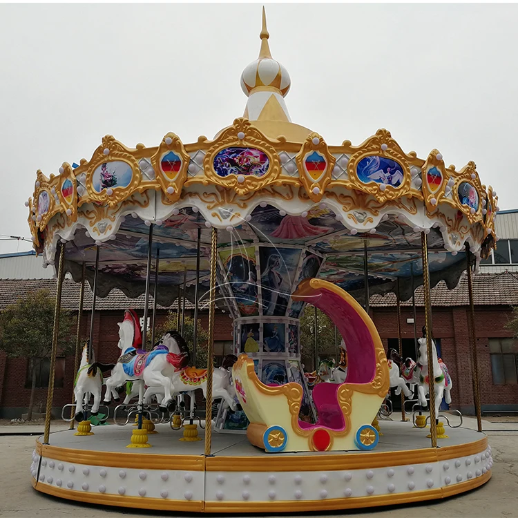 24 Seats Carousel For Kids And Adults Outdoor Amusement Park Fiberglass ...