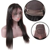monofilament multidirectional human hair straight wave hair half front lace wig netting