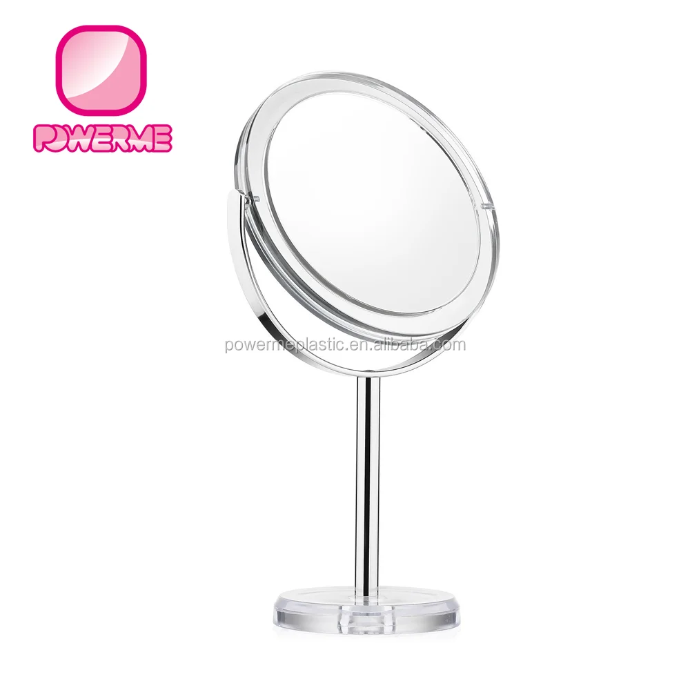Acrylic Clear Desktop Makeup Mirror With 10x Magnification 360 Degree