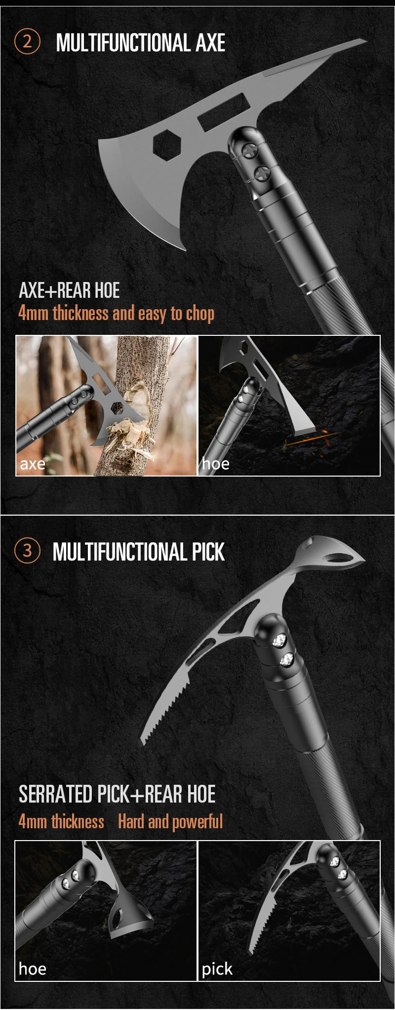 Diy Multifunctional Axe Shovel Toolbox Outdoor Military Camping Folding