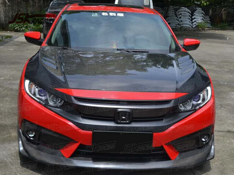 Jsk Style Carbon Fiber Hood For 2016 Honda Civic X - Buy Civic 