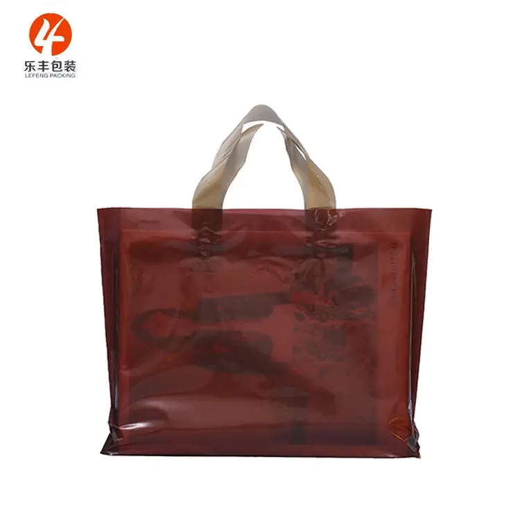 Poly Custom Plastic Shopping Bags Soft Loop Handle Plastic Bag Carrying Bag with Custom Logo