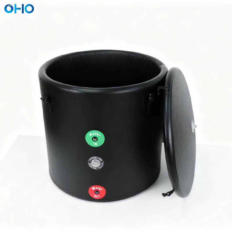 OEM ODM 5cm Drop Stitch Material Round Ice Bath Barrel Portable Cold Plunge Ice Bath Tub for Sale details