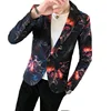 Fashionable Design Sport Jacket One Button Tracksuit Mens Floral Print Fancy Suit Blazer
