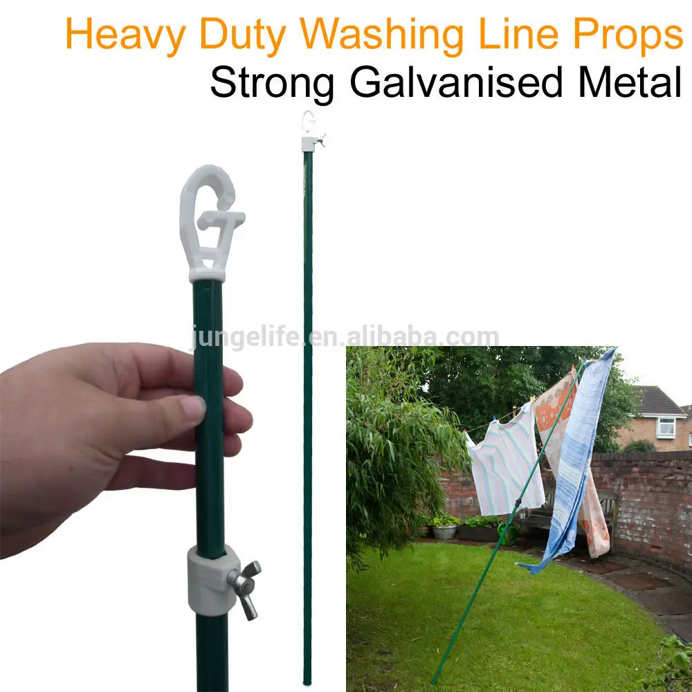 3x Heavy Duty Extending Telescopic Washing Clothes Line Prop Pole Support 