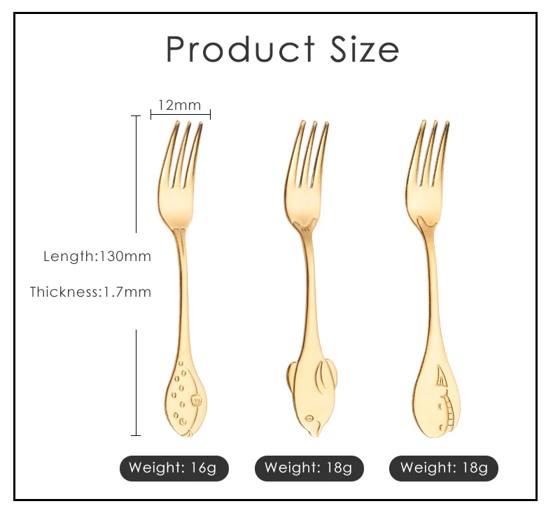 Wholesale Small Gold Forks Tiny Mini Silver Decorative Coffe Tea Coffee Dog Unique Fruit Fork