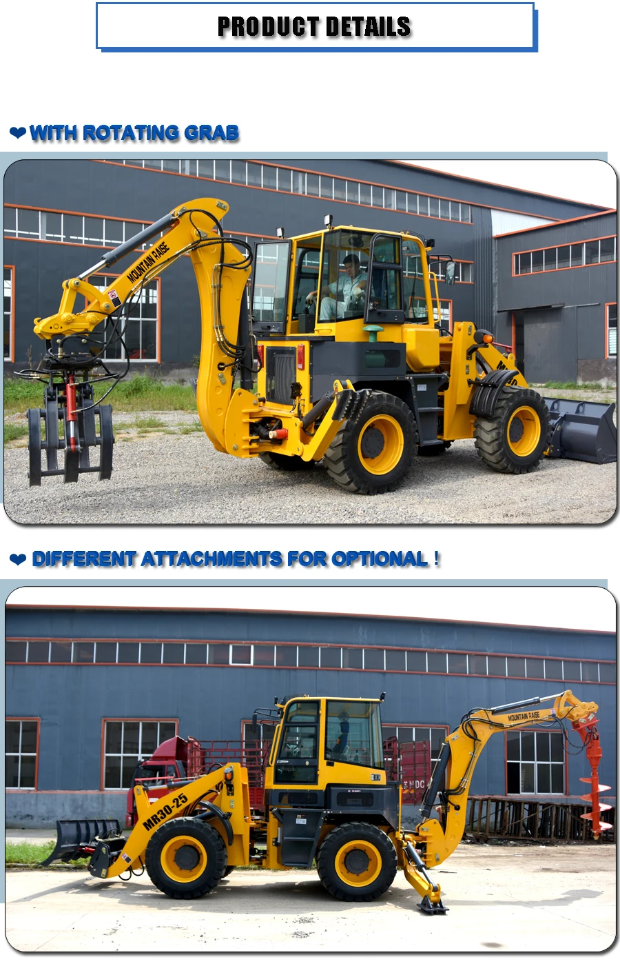 Popular Chinese mini backhoe digger and front loader with prices for sale