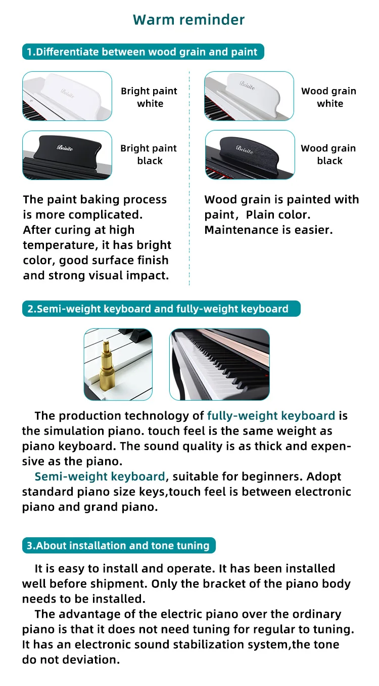 Wholesale digital piano 95 hammer action key board  upright piano