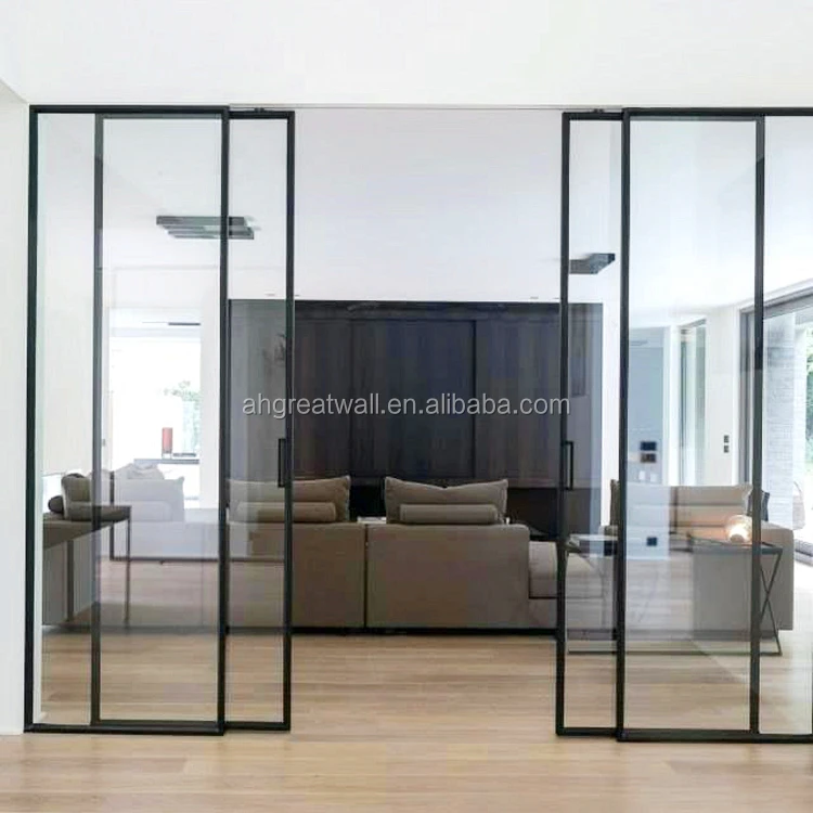 American widespread frameless glass frosted internal bunnings double top hung sliding patio doors for sale