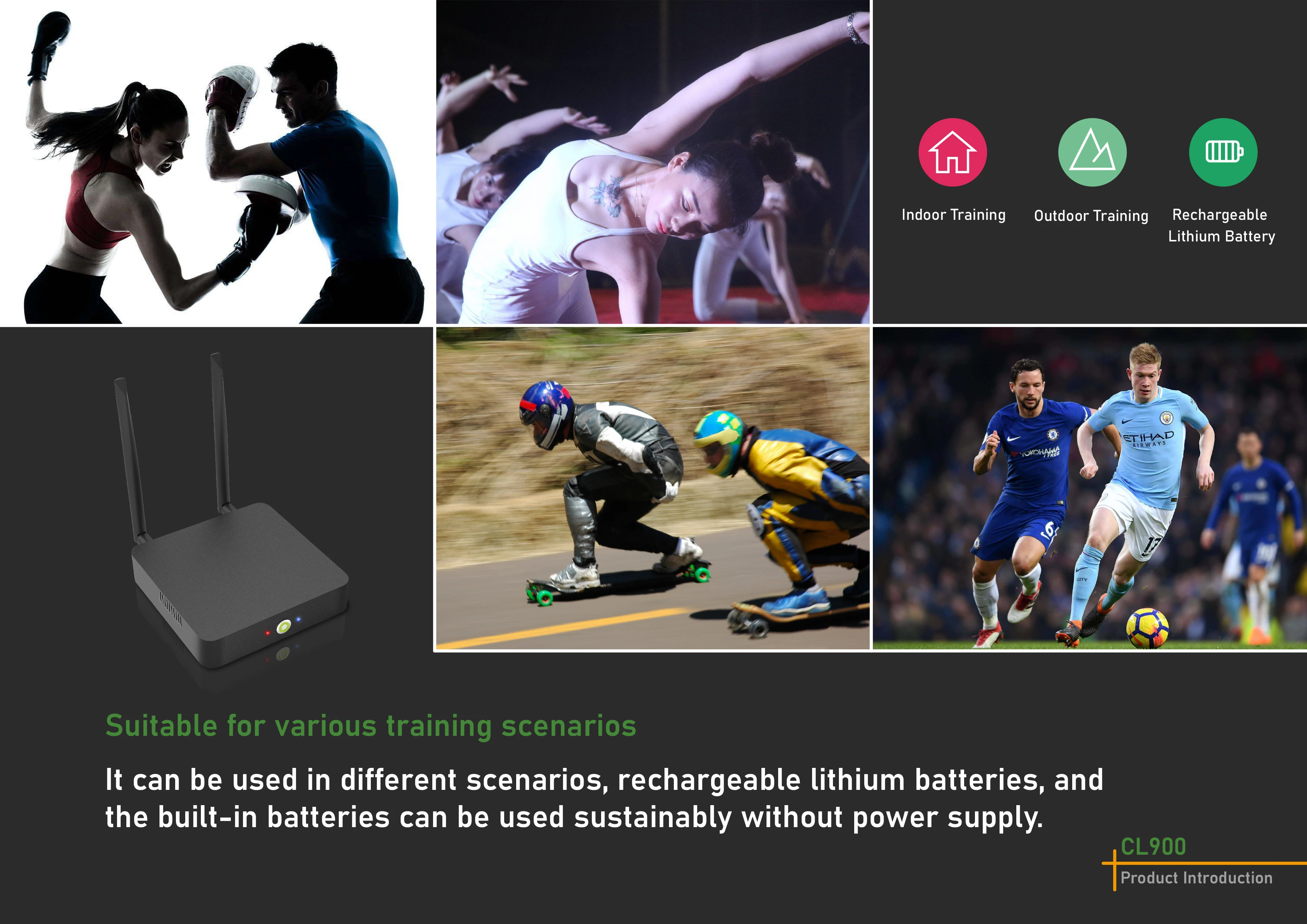 Wireless data transmitter and receiver Hub for gym group training standard ANT+ hardware