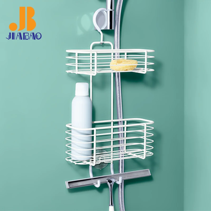 Modern Design Powder Coated Steel Two Tier Bathroom Hanging Storage Rack Soap Basket Metal Wire