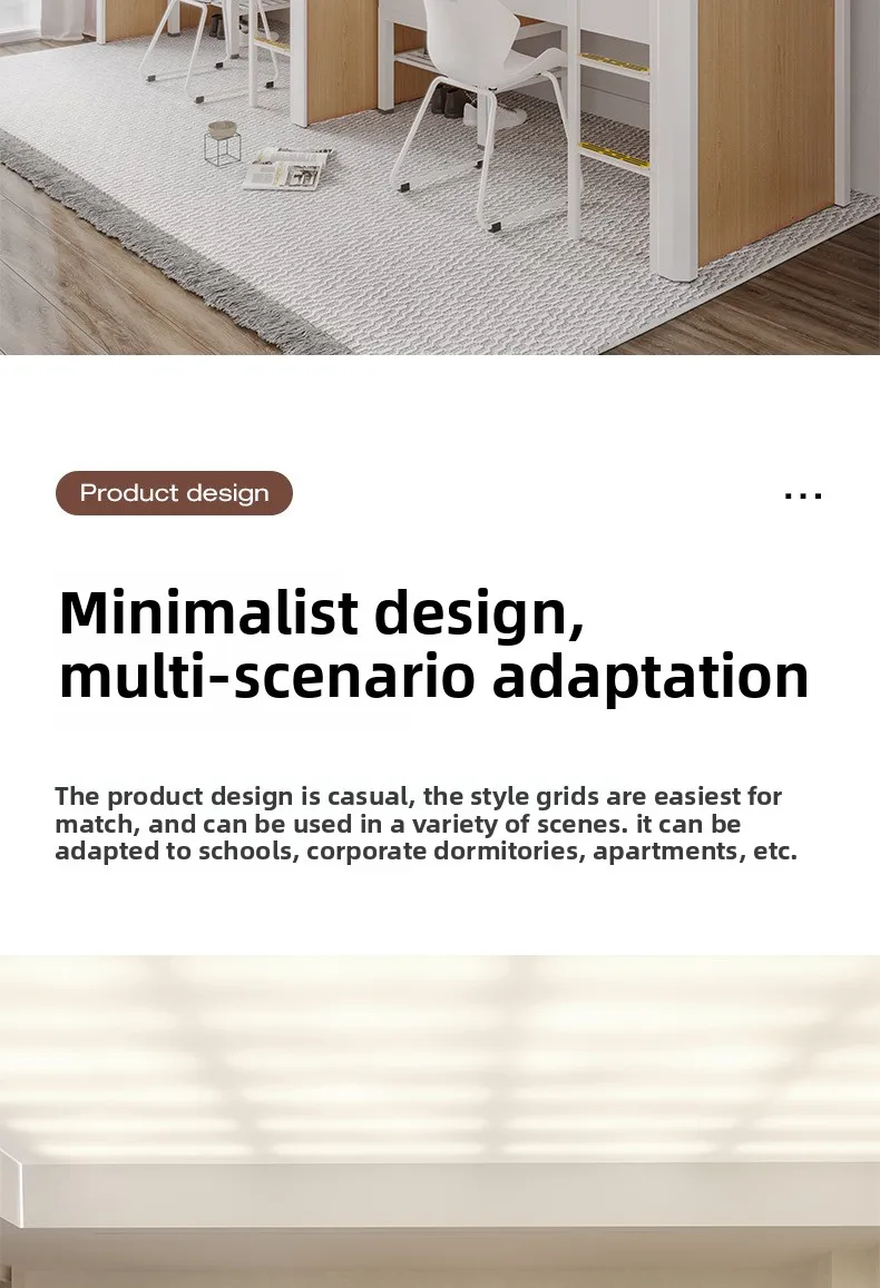 product modern design college dormitory iron frame bunk bed upper lower table loft bed metal apartment bed-11